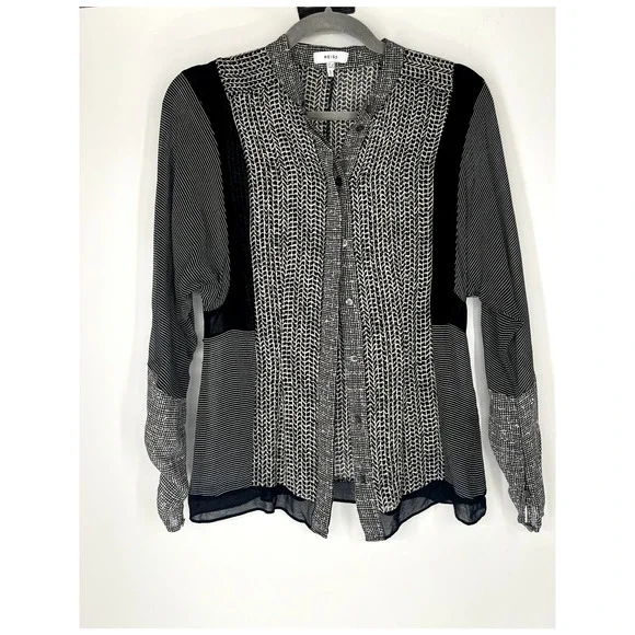 Reiss Black and White Blouse - Picture 8 of 8